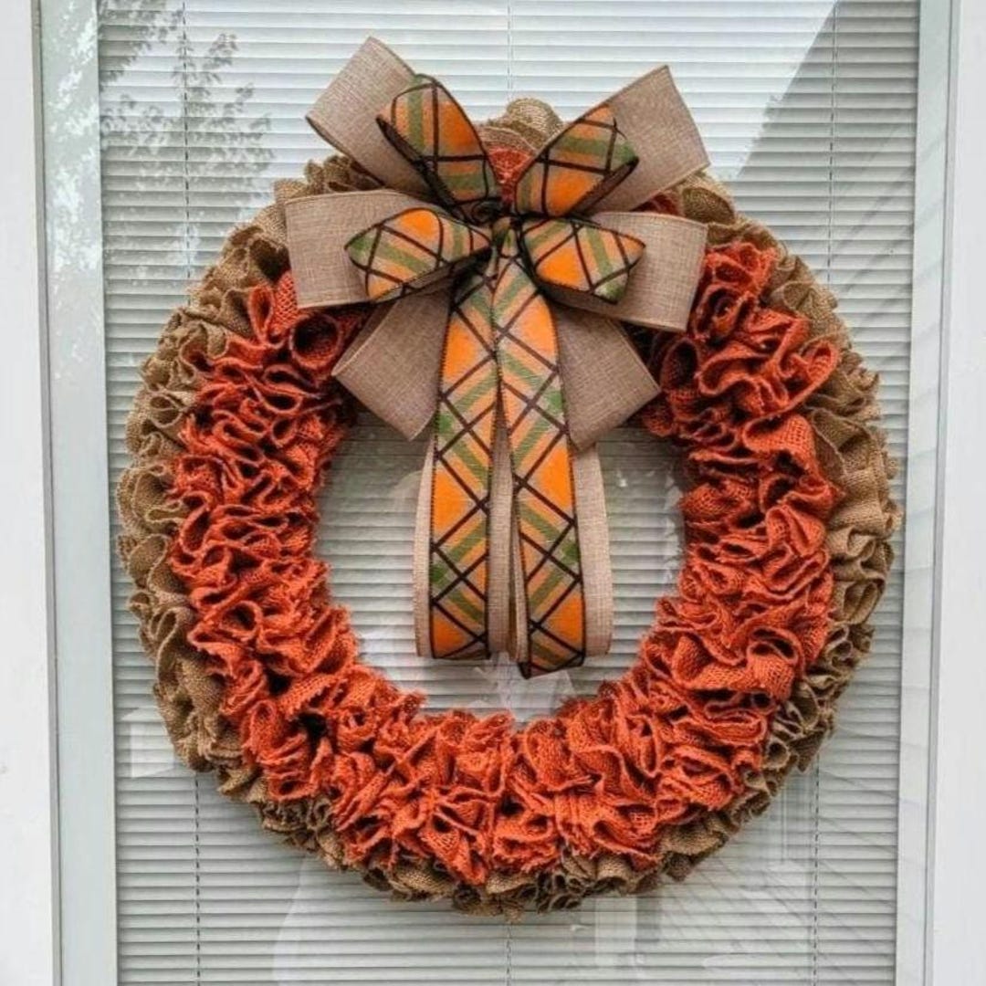 Fall Wreath for Front Door Double Door Wreaths Outdoor Autumn Orange ...