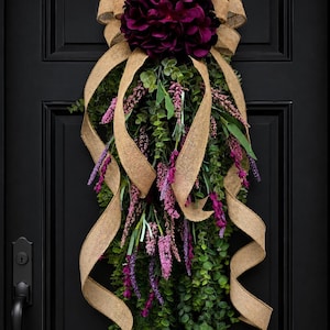 Spring Summer Wreath For Front Door, Double Door Wreaths, Double Door Decor, Purple Pink Lavender Hydrangea Eucalyptus Outdoor Floral Swag