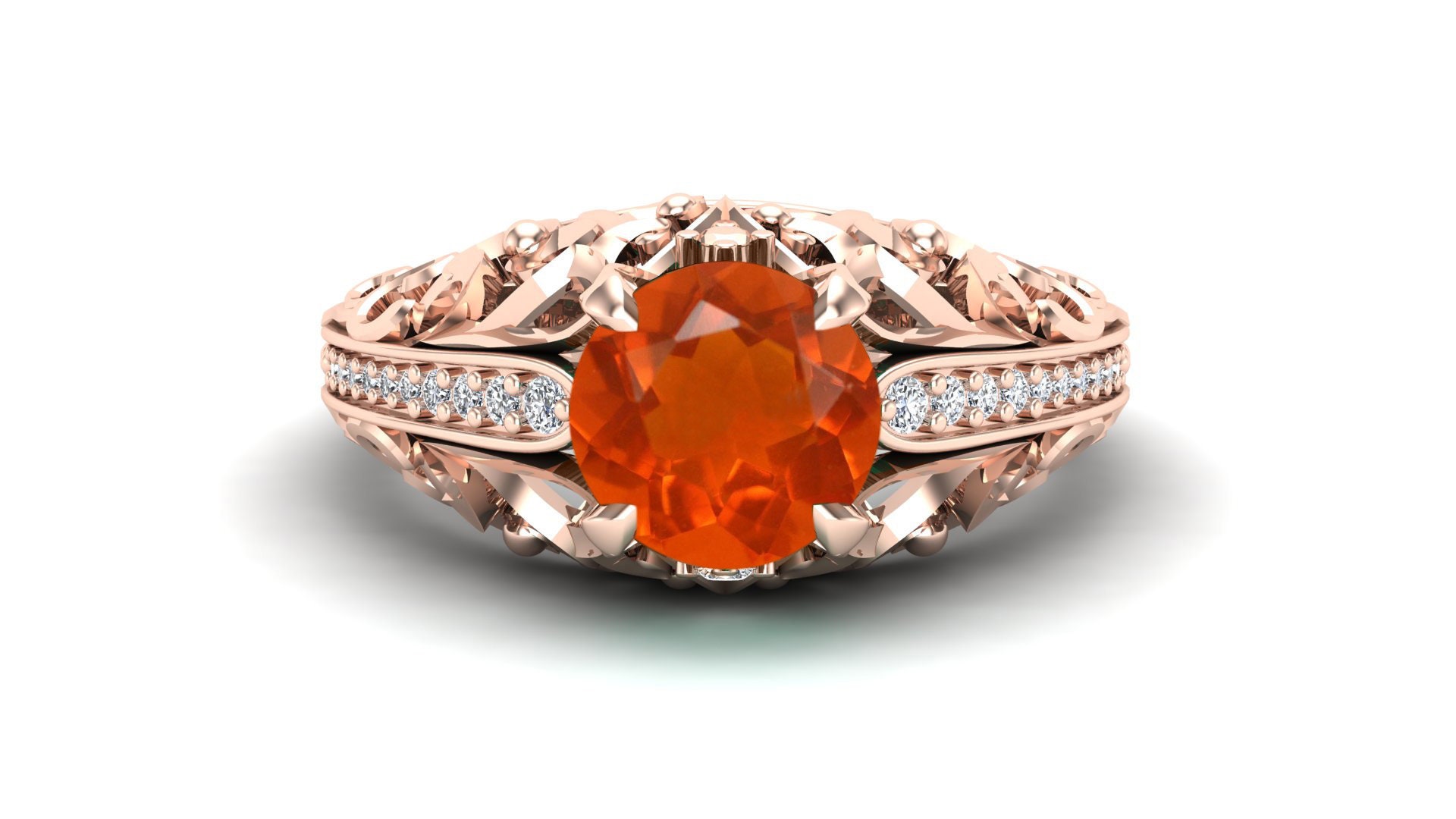 Natural Fire Opal Engagement Ring 14k Gold Opal Wedding Ring Etsy