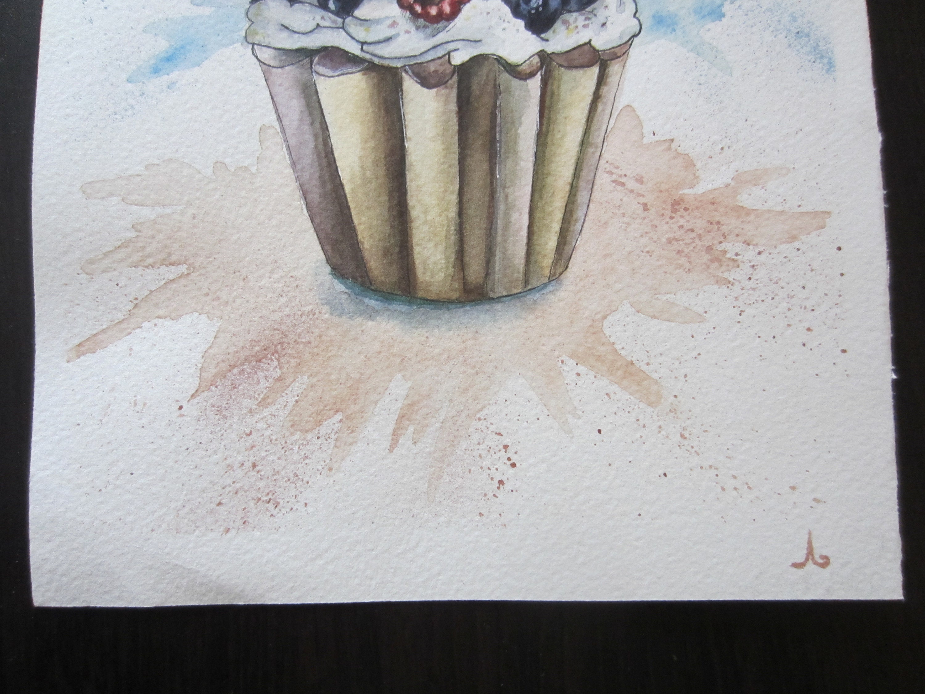 Original Small Watercolor Painting cake With Etsy