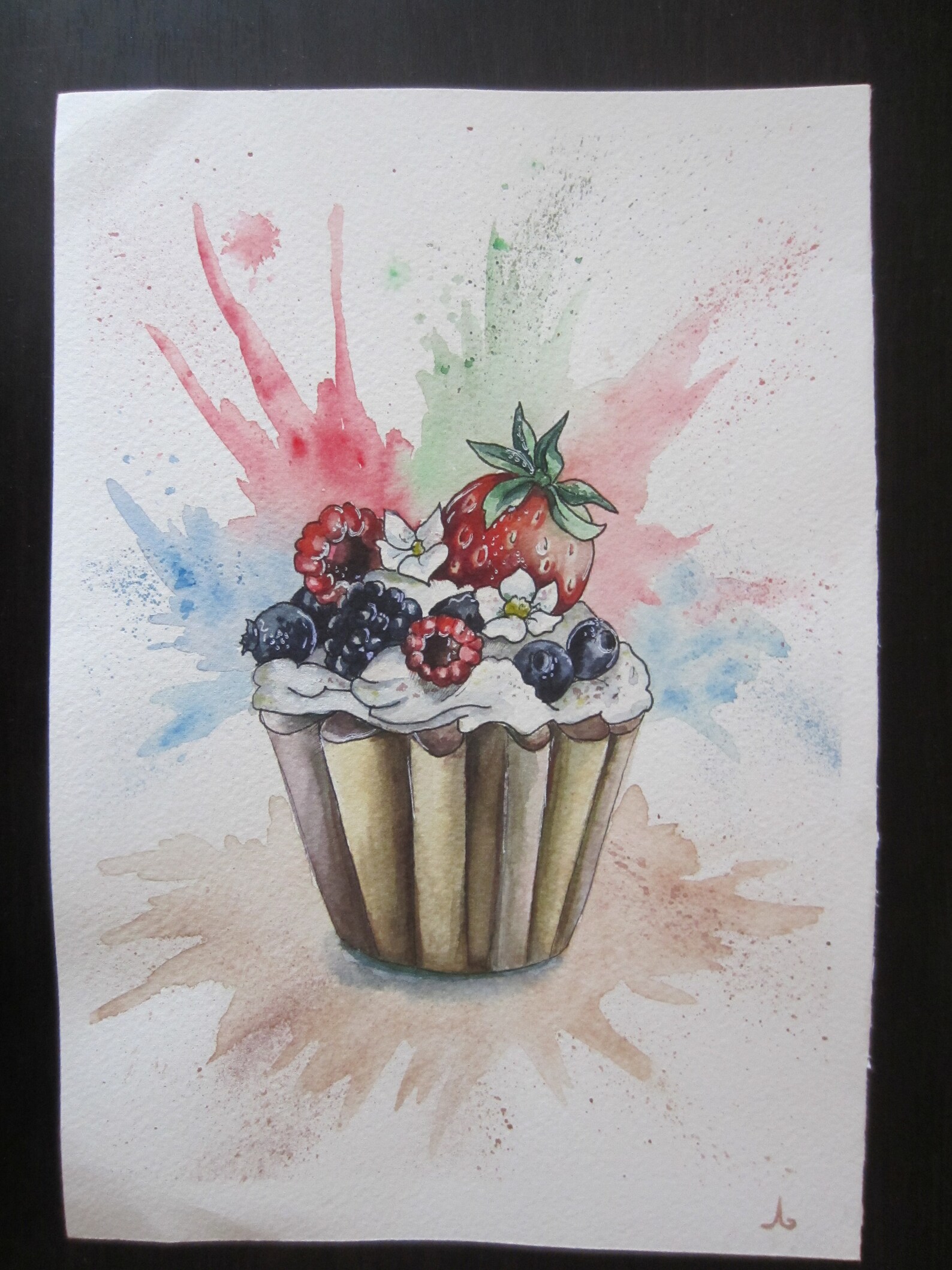 Original Small Watercolor Painting cake With Etsy