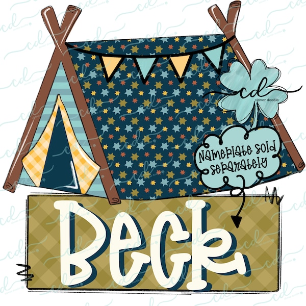 Camping Tent- Boy- CD - Faux Applique PNG, Digital Download for sublimation and printables