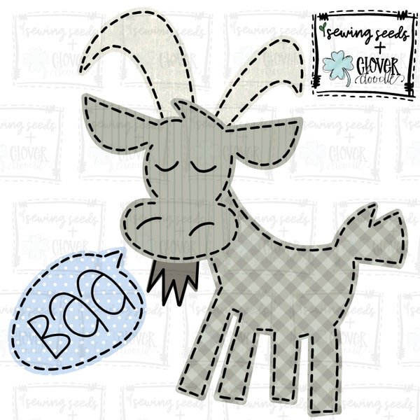 Goat with Text Bubble - SS+CD - Faux Applique PNG, Digital Download for sublimation and printables