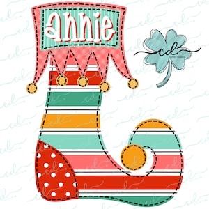 Christmas Stocking- Girl- CD - Faux Applique PNG, Digital Download for sublimation and printables