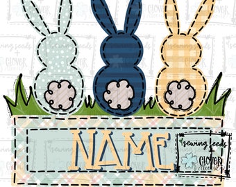 Easter Bunny Trio- Boy - SS+CD - Faux Applique PNG, Digital Download for sublimation and printables