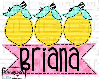 Lemon Trio - SS+CD - Faux Applique PNG, Digital Download for sublimation and printables