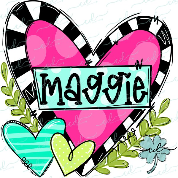 Whimsy Valentine Heart With Nameplate- CD - PNG, Digital Download for sublimation and printables