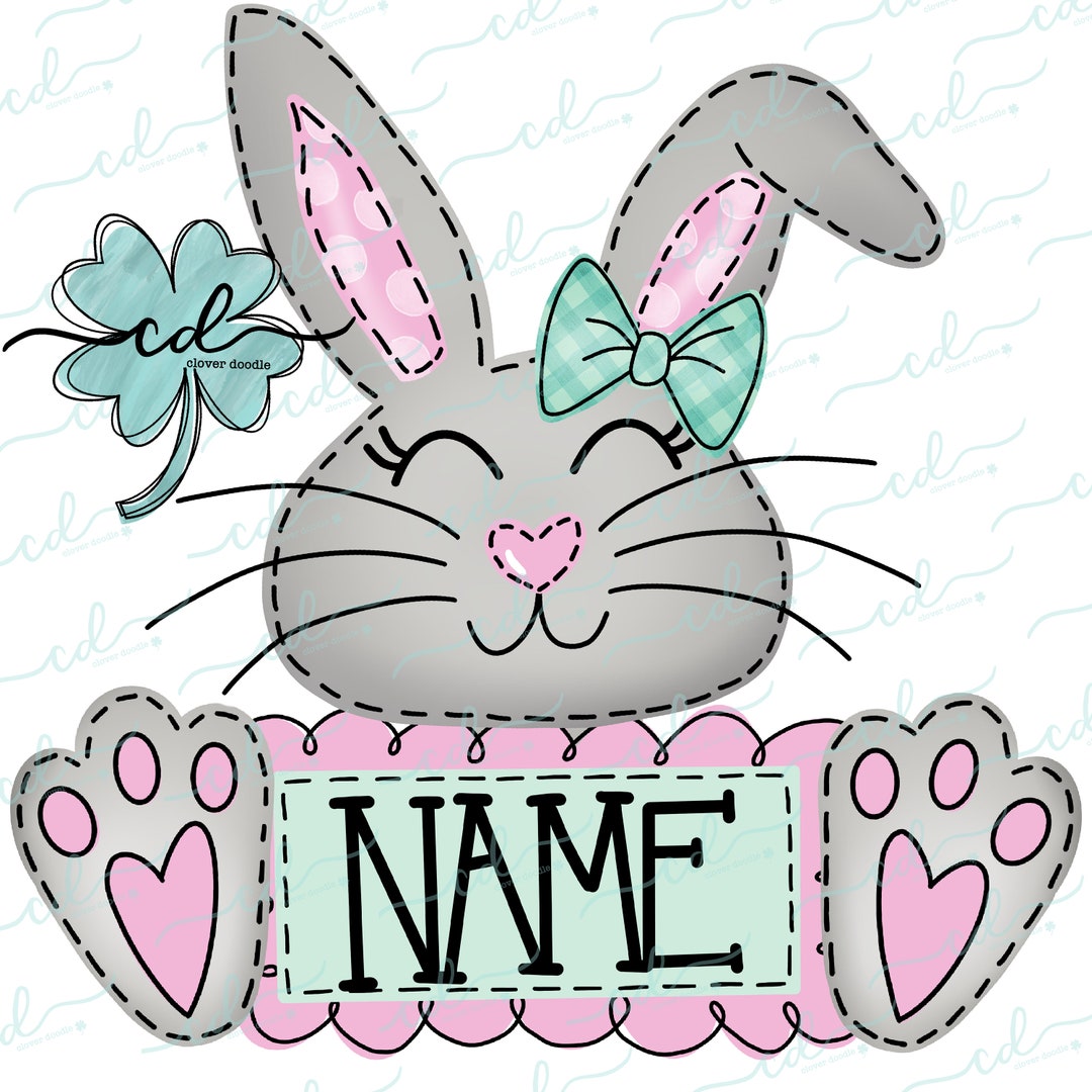Easter Bunny Girl Betty W/nameplate CD Faux Applique PNG, Digital ...