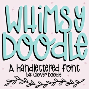 Whimsy Doodle OTF-handgeletterd lettertype - cd - digitale download voor sublimatie, printables en meer