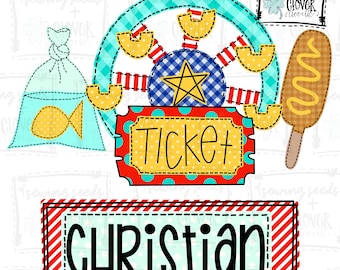 Ferris Wheel Fair Trio- Boy- SS+CD - Faux Applique PNG, Digital Download for sublimation and printables