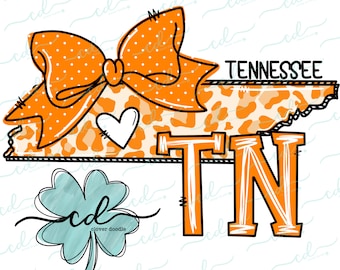 Doodle State Tennessee- Orange- CD - PNG, Digital Download for sublimation and printables