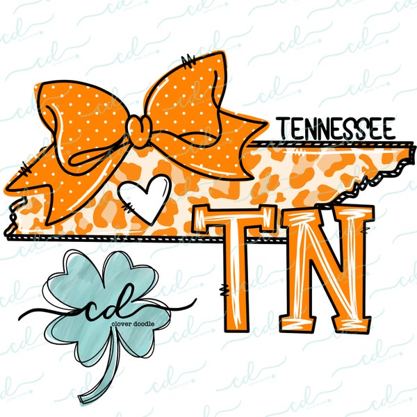 Doodle State Tennessee- Orange- CD - PNG, Digital Download for sublimation and printables