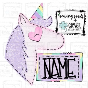 Pastel Rainbow Unicorn w/Placa de identificación - SS + CD - PNG, descarga digital para sublimación e imprimibles