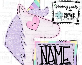 Pastel Rainbow Unicorn w/Nameplate - SS+CD - PNG, Digital Download for sublimation and printables