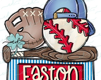Trío de béisbol para niños con gorra y placa de identificación (CD) - PNG, descarga digital para sublimación e impresión