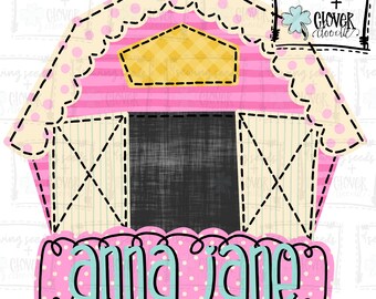 Pink Barn - SS+CD - Faux Applique PNG, Digital Download for sublimation and printables