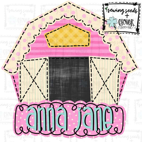Pink Barn - SS+CD - Faux Applique PNG, Digital Download for sublimation and printables