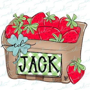 Strawberry Carton With Nameplate- CD - Digital Download for sublimation and printables