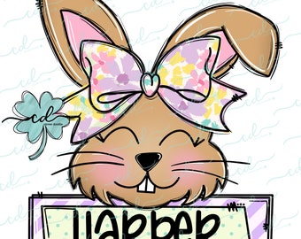 Bunny With Bow and Nameplate -  CD- PNG, Digital Download for sublimation and printables