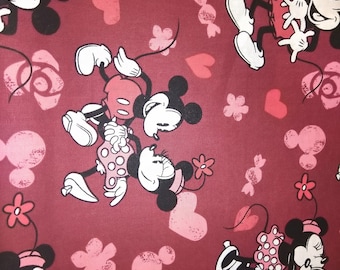 Disney Minnie and Mickey Mouse  Fabric Fat Quarter, Half Yard, Yard Face mask