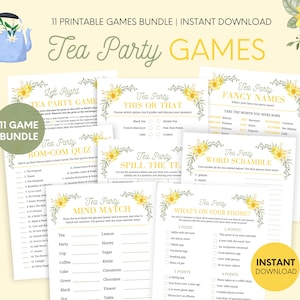 Tea Party Games Bundle Printable, Adult Tea Party Games, Tea Party Icebreaker Games, Garden Party Game, Afternoon Tea Activity