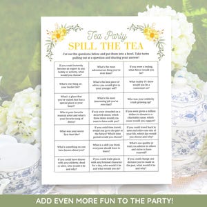 Tea Party Icebreaker Game, Spill the Tea Party Game, Afternoon Tea Game ...