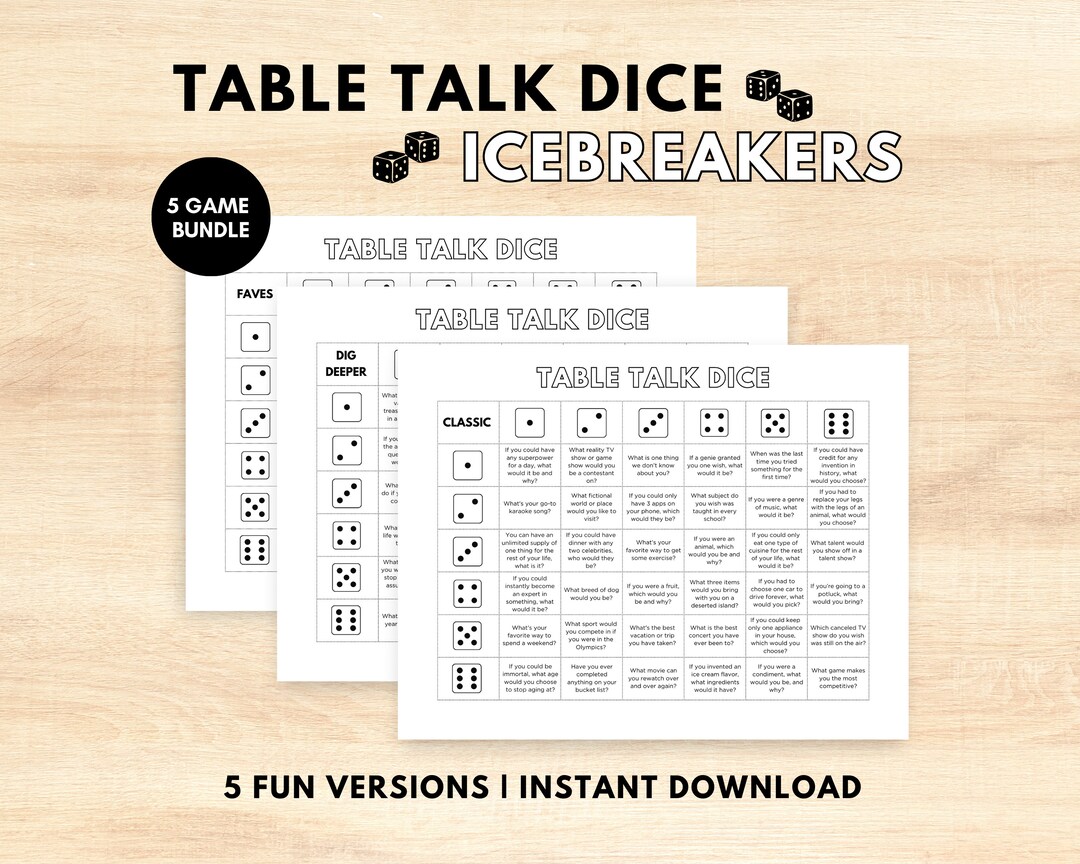 Table Talk Dice Icebreaker Game, Conversation Starter Game, Fun Icebreaker Game, Icebreaker