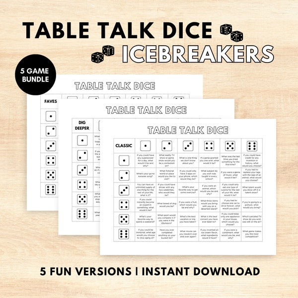 Table Talk Dice Icebreaker Game, Conversation Starter Game, Fun Icebreaker Game, Icebreaker Questions,  Party Starter Game, Office, Work
