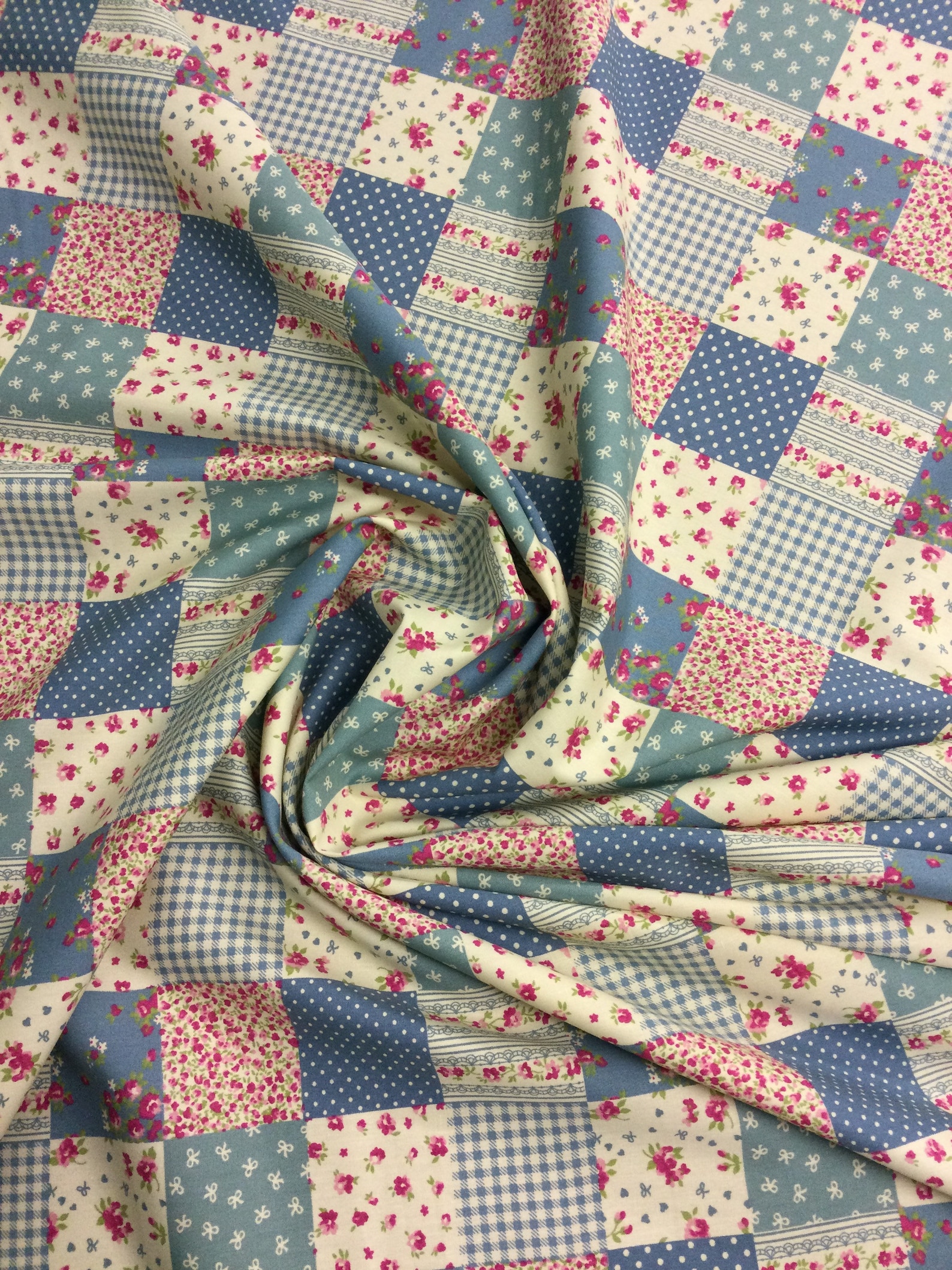 Rose & Hubble Blue Patchwork 100 Cotton Poplin Fabric Etsy UK Rose & Hubble Blue Patchwork 100 Cotton Poplin Fabric Etsy UK