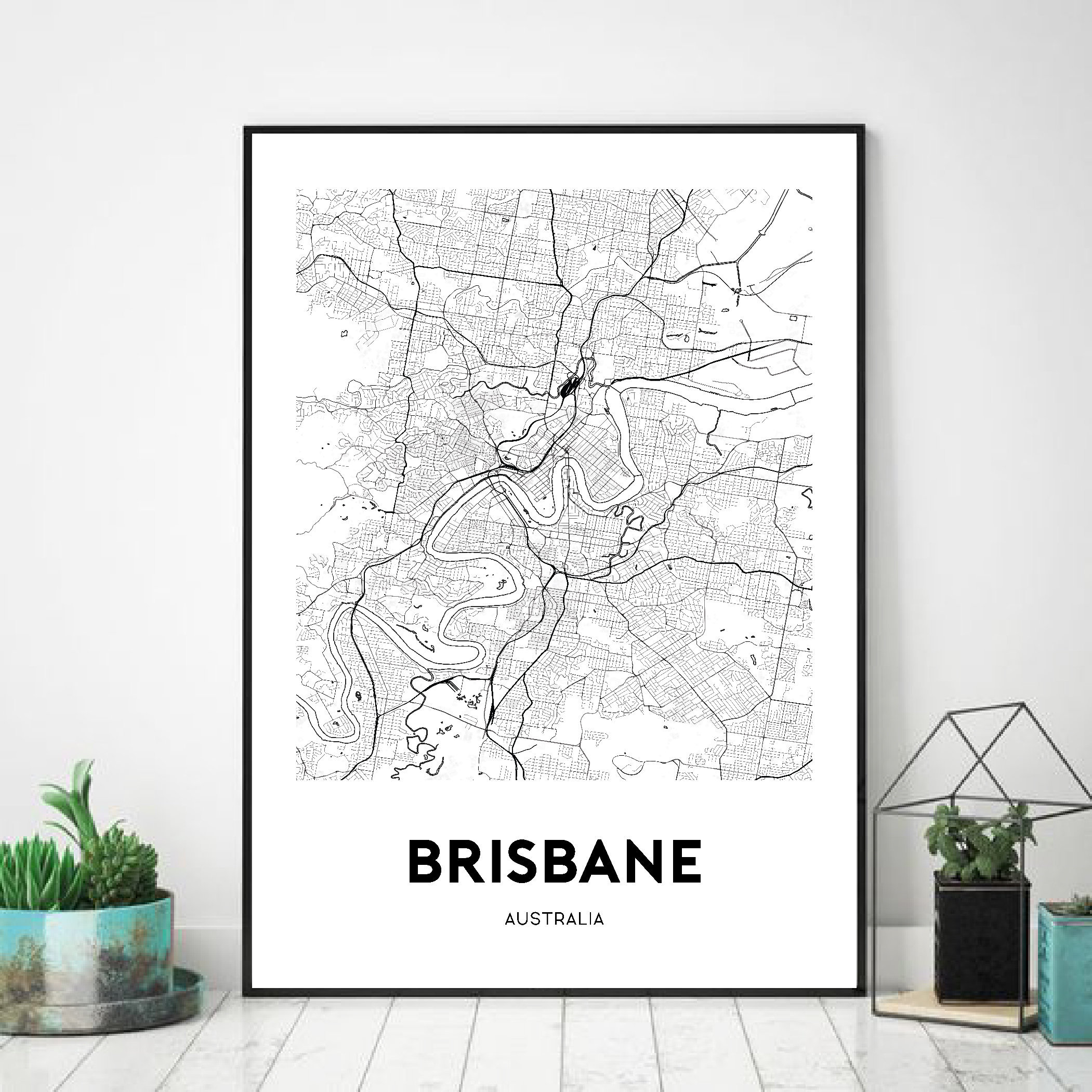 Brisbane Australia Art City Map Print Wall Art A3 A4 A5 Etsy