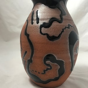 unique black designed stoneware vase of various shapes When messaged I will send a photo of what I have on hand in this approximate size image 1