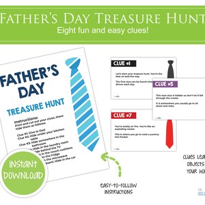 Father&#39;s Day Treasure Hunt, Father&#39;s Day Scavenger Hunt, birthday scavenger hunt for dad, scavenger hunt for kids and adults, printable hunt