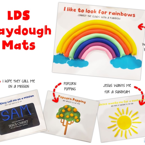 LDS playdough mats | primary songs | latter-day saints | Scripture Playdough Mats for Kids | Printable Activity Mats | digital download