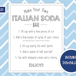 Italian Soda Bar Sign: DIY Party Poster (16x20) (Digital Download)