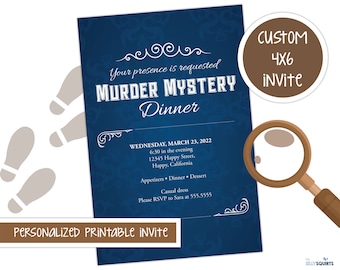 Murder Mystery Dinner-Einladung, anpassbare 4 x 6 einladen (JPG)