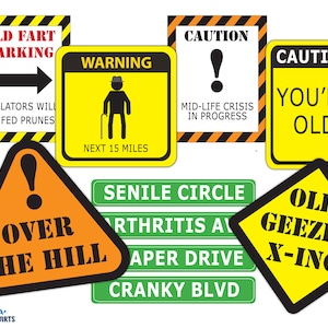 Over the Hill printables; gag gifts; over the hill party signs posters; 50th birthday; 40th birthday, 60th birthday; funny birthday signs