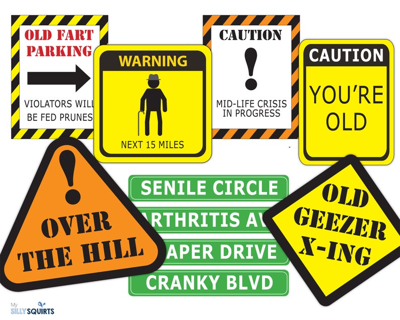 Over the Hill Printables Gag Gifts Over the Hill Party Signs Etsy
