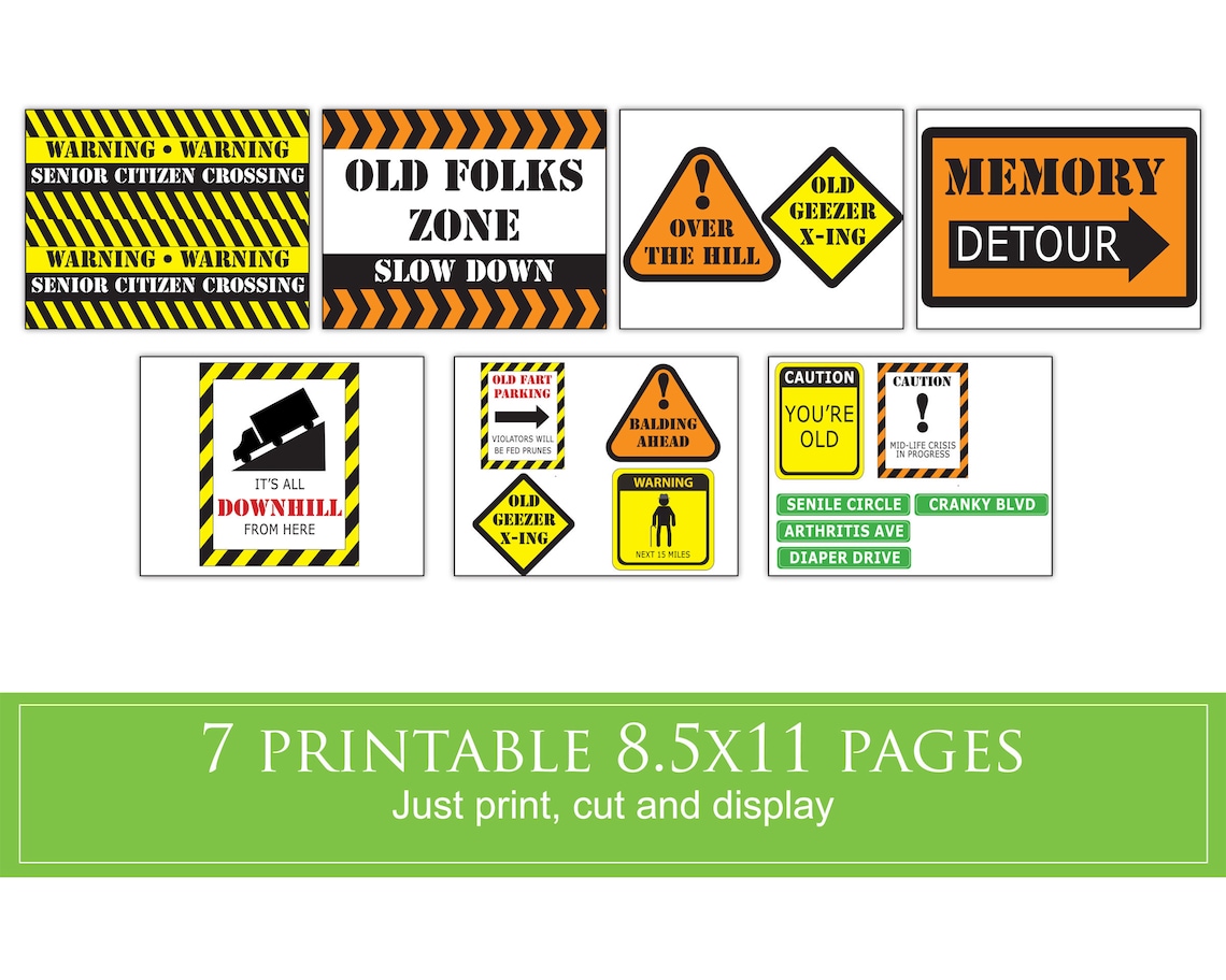 Over the Hill Printables Gag Gifts Over the Hill Party Signs - Etsy