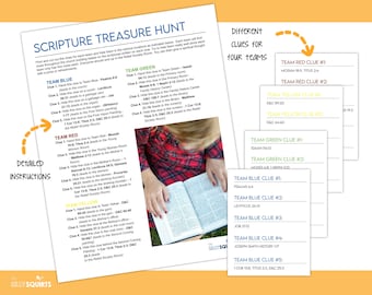 LDS Scripture Treasure Hunt, latter-day saints, indoor scavenger hunt, christian treasure hunt, lds church treasure hunt, youth activity