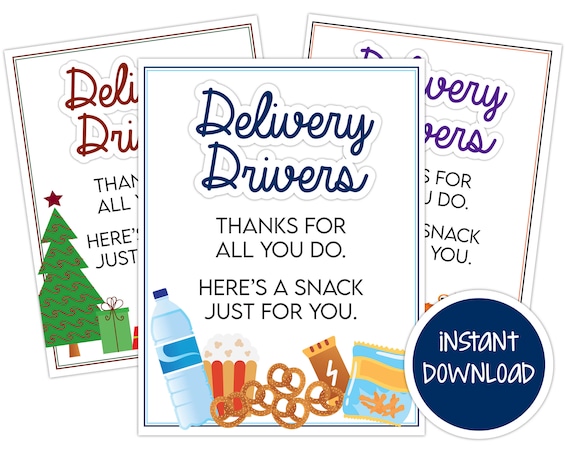 Delivery Driver Thank You Sign: Seasonal Snack Poster (PDF)