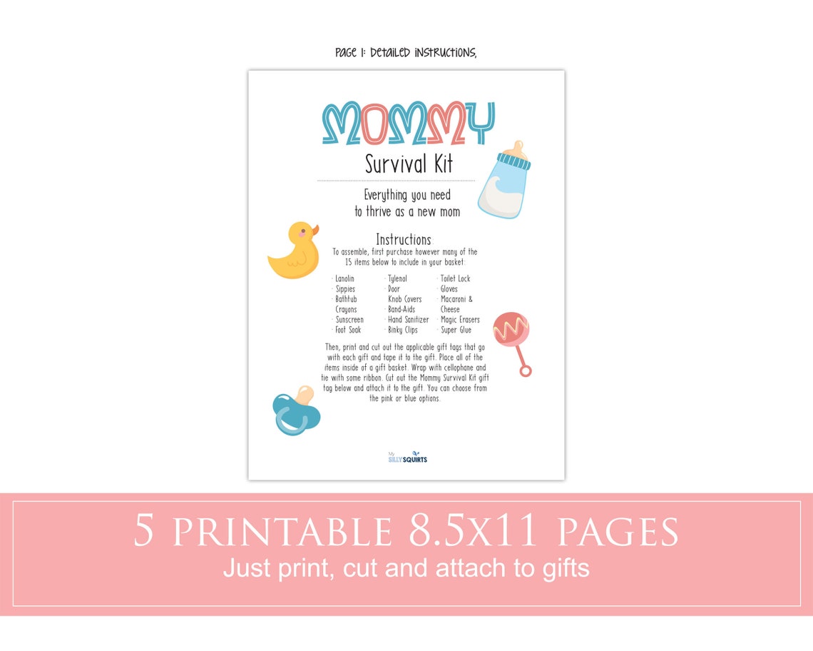 Mommy Survival Kit Baby Shower Basket Baby Shower Gift Baby Etsy