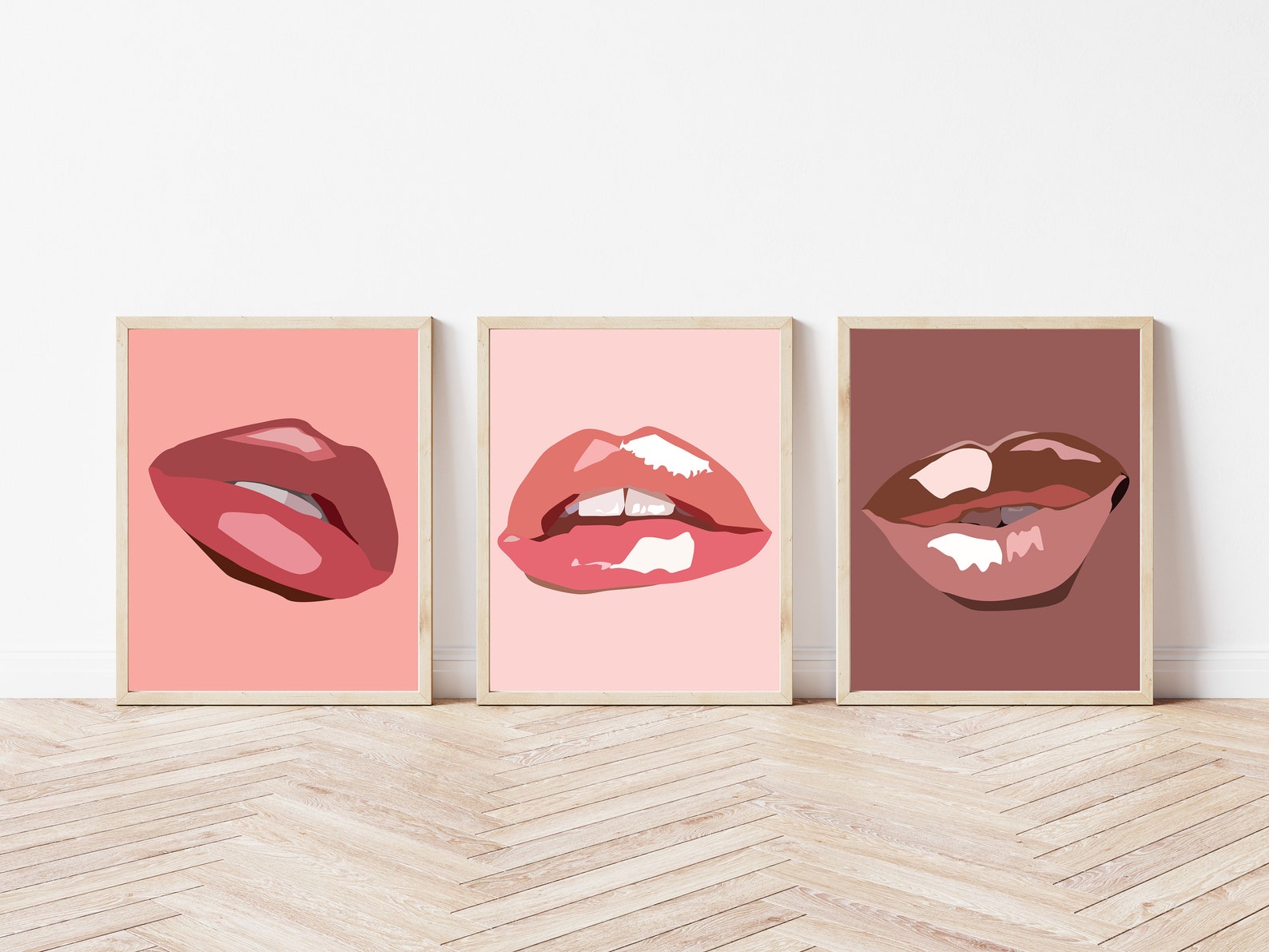 Lips Printable Wall Art Set of 3 Digital Prints Lips Design Etsy