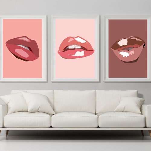 Lips Printable Wall Art Set of 3 Digital Prints Lips Design - Etsy