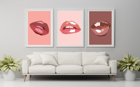Lips Printable Wall Art Set of 3 Digital Prints Lips Design | Etsy