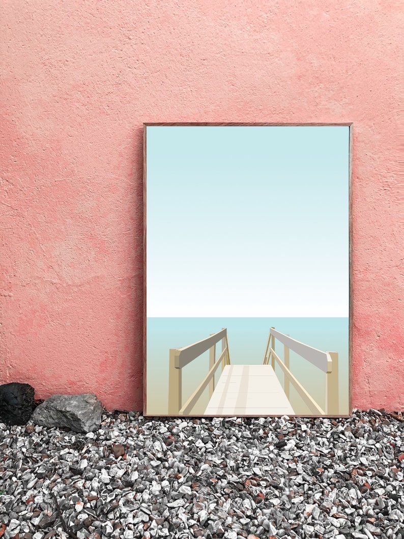 Beach Dock Printable Wall Art Large Modern Wall Art Beach Etsy