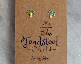 Sterling Silver - Palm tree studs/ earrings / kids jewelry / Childrens Jewelry / Childrens Earrings