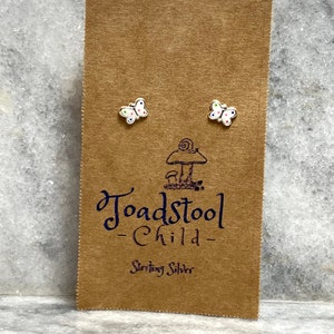 Sterling Silver - Rainbow dot butterfly studs/ earrings / kids jewelry / Childrens Jewelry / Childrens Earrings
