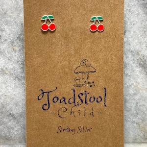 Sterling Silver - cherry studs/ earrings / kids jewelry / Childrens Jewelry / Childrens Earrings