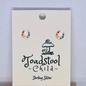 Rainbow Horseshoe Sterling Silver Studs – Children's Earrings