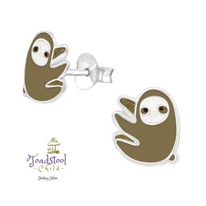 Sterling Silver sloth studs/ earrings / kids jewelry / Childrens Jewelry / Childrens Earrings image 2